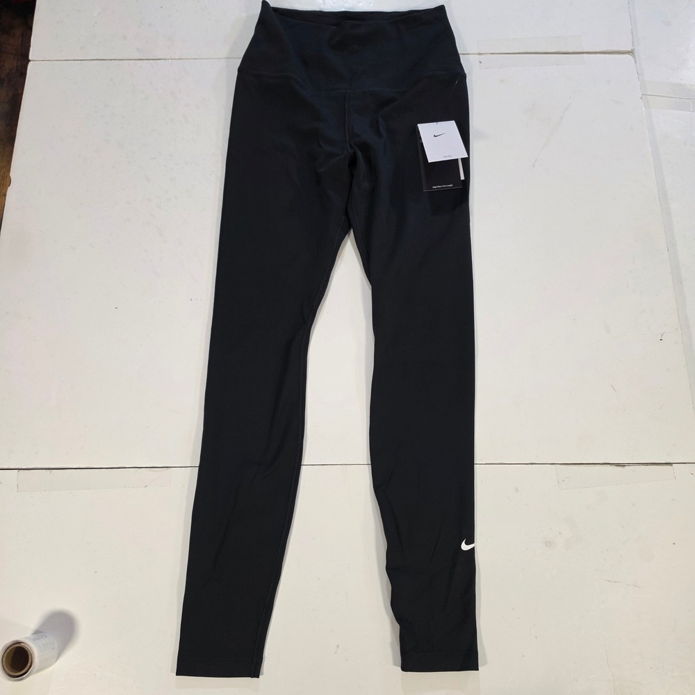 Nike On Dri-Fit High Rise Leggings Womens Full Lenght Black Size S NWT DM7278-01